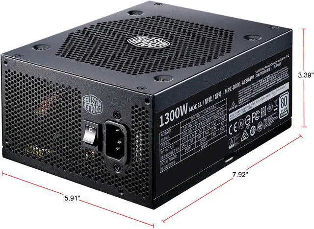 Alt view image 9 of 9 - Cooler Master V1300 Platinum 1300W Full-Modular, 80 PLUS Platinum, Japanese Capacitors, Single/Multi Rail Switch, 10 Year Warranty Power Supply