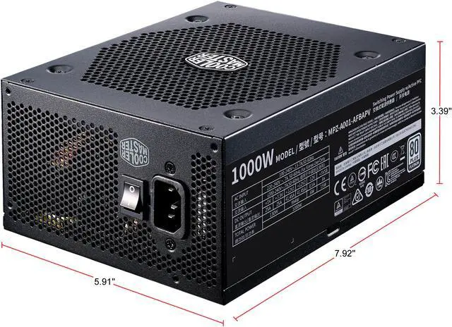 Alt view image 9 of 9 - Cooler Master V1000 Platinum 1000W Full-Modular, 80 PLUS Platinum, Japanese Capacitors, Single/Multi Rail Switch, 10 Year Warranty Power Supply