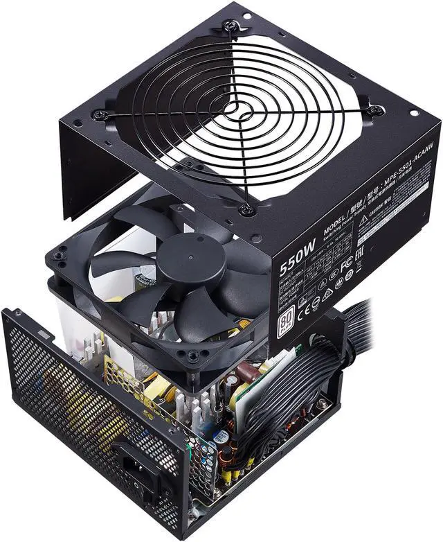Alt view image 8 of 12 - Cooler Master MWE 550 550W 80+ White PSU w/ Hydro-Dynamic-Bearing Silent 120mm Fan, Single +12V Rail, Flat Black Cables