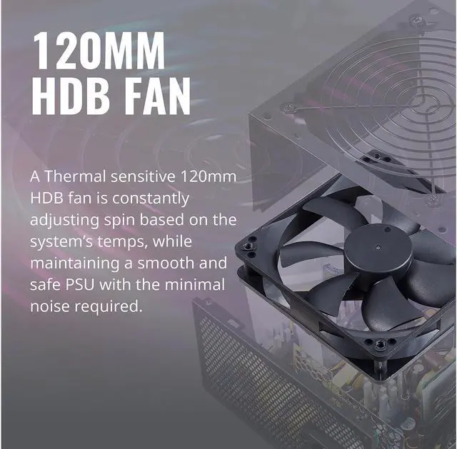 Alt view image 12 of 12 - Cooler Master MWE 550 550W 80+ White PSU w/ Hydro-Dynamic-Bearing Silent 120mm Fan, Single +12V Rail, Flat Black Cables