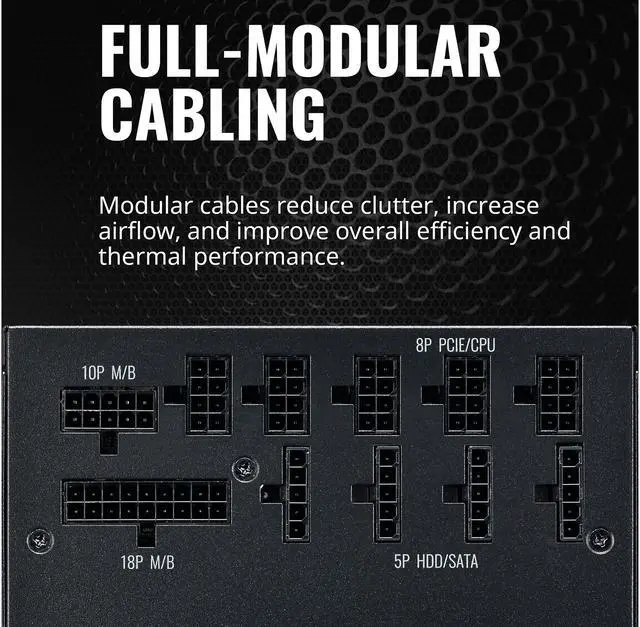 Alt view image 15 of 16 - Cooler Master V750 Gold V2 Full Modular, 750W, 80+ Gold Efficiency, Semi-fanless Operation, 16AWG PCIe High-efficiency Cables, 10 Year Warranty