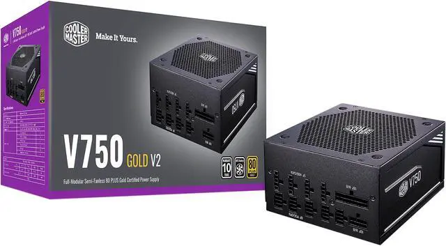 Main image of Cooler Master V750 Gold V2 Full Modular, 750W, 80+ Gold Efficiency, Semi-fanless Operation, 16AWG PCIe High-efficiency Cables, 10 Year Warranty