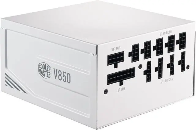 Alt view image 6 of 15 - Cooler Master V850 Gold V2 White Edition Full Modular, 850W, 80+ Gold Efficiency, Semi-fanless Operation, 16AWG PCIe High-efficiency Cables, 10 Year Warranty