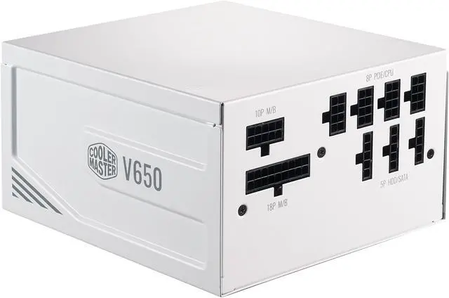Alt view image 7 of 16 - Cooler Master V650 Gold V2 White Edition Full Modular, 650W, 80+ Gold Efficiency, Semi-fanless Operation, 16AWG PCIe High-efficiency Cables, 10 Year Warranty