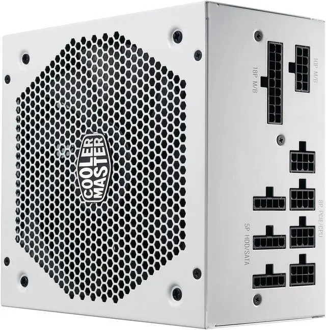 Alt view image 5 of 16 - Cooler Master V650 Gold V2 White Edition Full Modular, 650W, 80+ Gold Efficiency, Semi-fanless Operation, 16AWG PCIe High-efficiency Cables, 10 Year Warranty