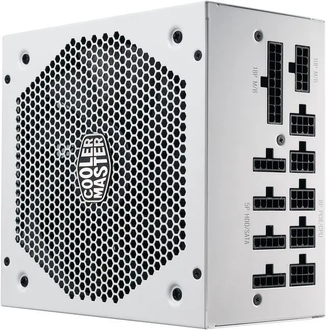 Alt view image 5 of 16 - Cooler Master V750 Gold V2 White Edition Full Modular, 750W, 80+ Gold Efficiency, Semi-fanless Operation, 16AWG PCIe High-efficiency Cables, 10 Year Warranty
