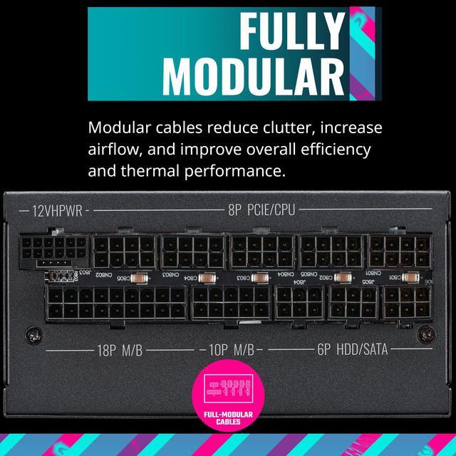 Alt view image 10 of 19 - Cooler Master V850 SFX Gold Full Modular, 850W, 80+ Gold Efficiency, ATX Bracket Included, Quiet FDB Fan, SFX Form Factor, 10 Year Warranty