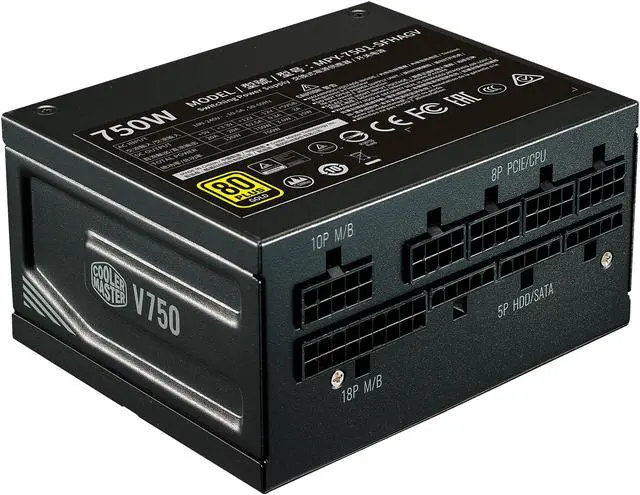 Alt view image 11 of 19 - Cooler Master V750 SFX Gold Full Modular, 750W, 80+ Gold Efficiency, ATX Bracket Included, Quiet FDB Fan, SFX Form Factor, 10 Year Warranty
