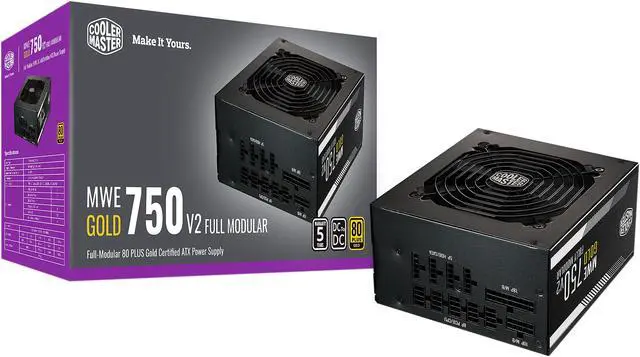 Alt view image 11 of 16 - Cooler Master MWE Gold 750 V2 Fully Modular, 750W, 80+ Gold Efficiency, Quiet HDB Fan, 2 EPS Connectors, High Temperature Resilience, 5 Year Warranty