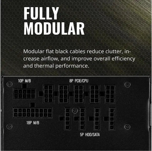 Alt view image 13 of 16 - Cooler Master MWE Gold 750 V2 Fully Modular, 750W, 80+ Gold Efficiency, Quiet HDB Fan, 2 EPS Connectors, High Temperature Resilience, 5 Year Warranty