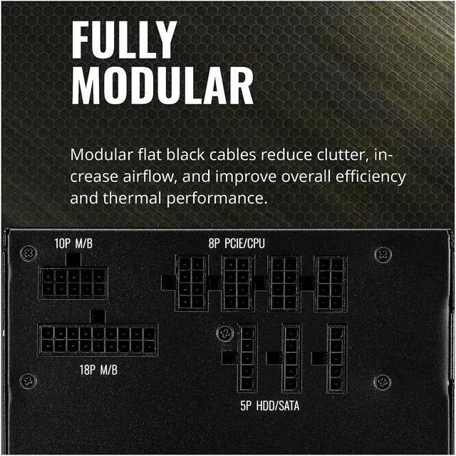 Alt view image 15 of 16 - Cooler Master MWE Gold 650 V2 Fully Modular, 650W, 80+ Gold Efficiency, Quiet HDB Fan, 2 EPS Connectors, High Temperature Resilience, 5 Year Warranty