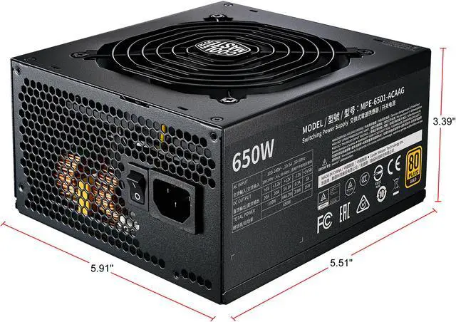 Alt view image 3 of 16 - Cooler Master MWE Gold 650 V2 Fully Modular, 650W, 80+ Gold Efficiency, Quiet HDB Fan, 2 EPS Connectors, High Temperature Resilience, 5 Year Warranty