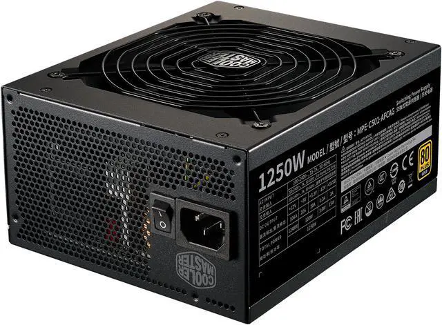 Alt view image 5 of 15 - Cooler Master MWE Gold 1250 V2 Fully Modular, 1250W, 80+ Gold Efficiency, Quiet 140mm FDB Fan, 2 EPS Connectors, High Temperature Resilience, 10 Year Warranty