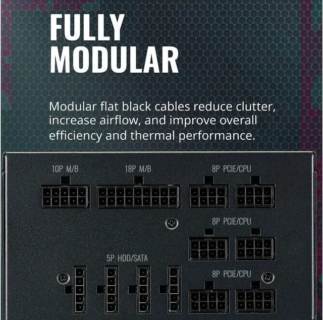 Alt view image 14 of 15 - Cooler Master MWE Gold 1050 V2 Fully Modular, 1050W, 80+ Gold Efficiency, Quiet 140mm FDB Fan, 2 EPS Connectors, High Temperature Resilience, 10 Year Warranty