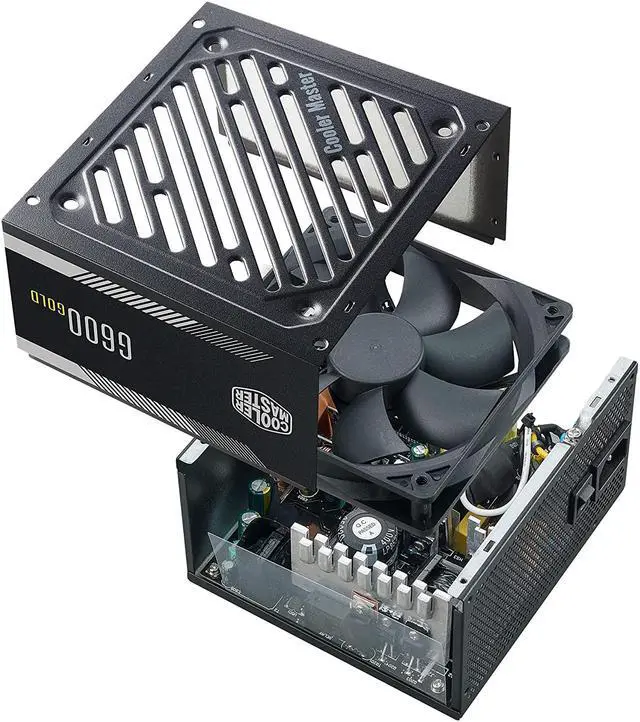 Alt view image 10 of 15 - Cooler Master G600 Gold Power Supply, 600W 80+ Gold Efficiency, Intel ATX Version 2.52, Fixed Flat Black Cables. Quiet HDB Fan, 5 Year Warranty