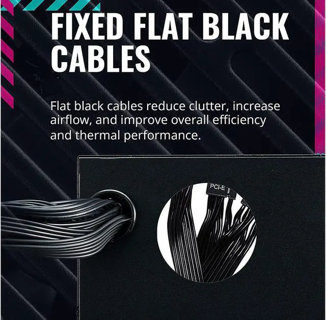 Alt view image 14 of 15 - Cooler Master G600 Gold Power Supply, 600W 80+ Gold Efficiency, Intel ATX Version 2.52, Fixed Flat Black Cables. Quiet HDB Fan, 5 Year Warranty