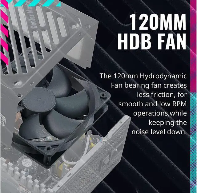 Alt view image 15 of 15 - Cooler Master G600 Gold Power Supply, 600W 80+ Gold Efficiency, Intel ATX Version 2.52, Fixed Flat Black Cables. Quiet HDB Fan, 5 Year Warranty