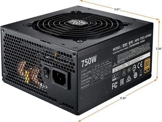 Alt view image 2 of 11 - Cooler Master MWE Gold 750 V2 MPE-7501-AFAAG-U2 750W ATX12V 80 PLUS GOLD Certified Full Modular Active PFC Power Supply