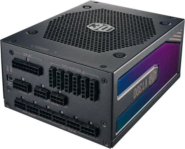Alt view image 14 of 15 - Cooler Master V1300 Platinum 30th Anniversary Fully Modular, 1300W, 80+ Platinum, 135mm FDB Silent Fan, Single/Multi-Rail Switch, Intel ATX 12V Ver 2.53, 100% Japanese Capacitors (MPZ-D001-AFBAPV-WU)