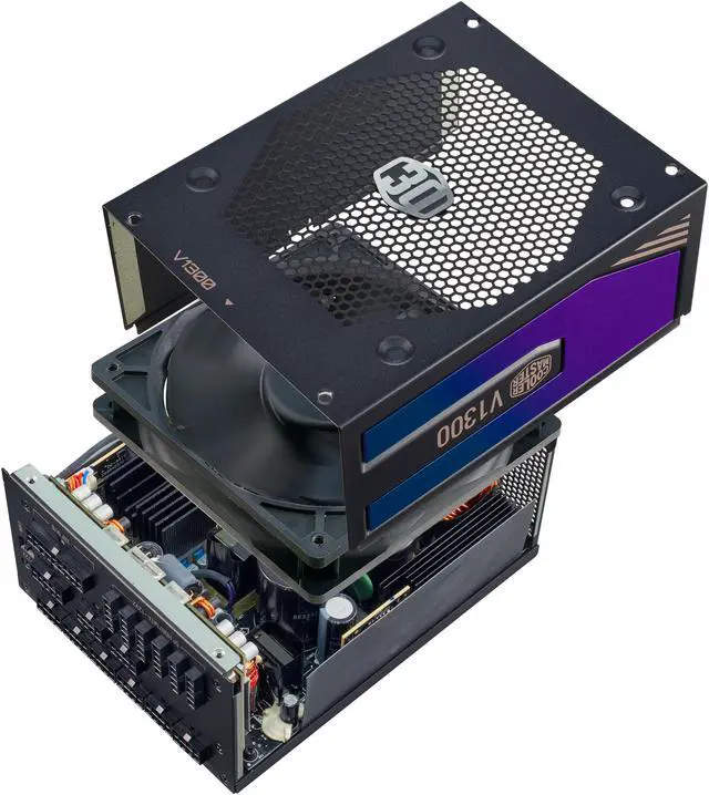 Alt view image 15 of 15 - Cooler Master V1300 Platinum 30th Anniversary Fully Modular, 1300W, 80+ Platinum, 135mm FDB Silent Fan, Single/Multi-Rail Switch, Intel ATX 12V Ver 2.53, 100% Japanese Capacitors (MPZ-D001-AFBAPV-WU)