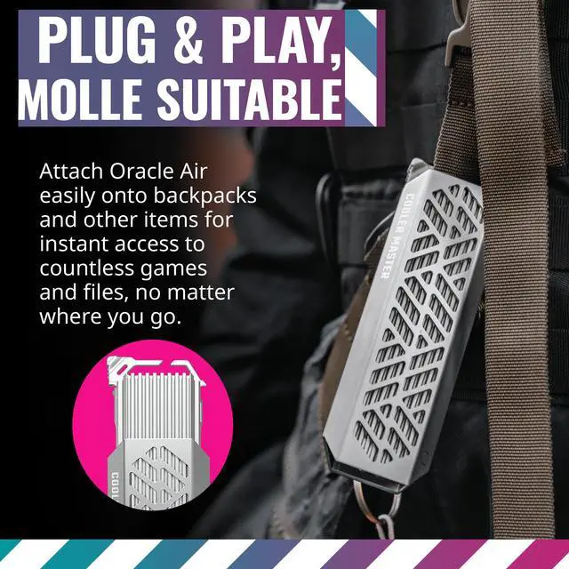 Alt view image 5 of 12 - CoolerMaster Oracle AIR High Speed NVME M.2 SSD Enclosure, Full Toolless, Aluminum, USB 3.2 Gen 2 Type-C, Write|Read Gbp 10,Write| Read MB/s 1054, SSD Size 2280|2260|2242|2240|2230 (SOA010-ME-00)