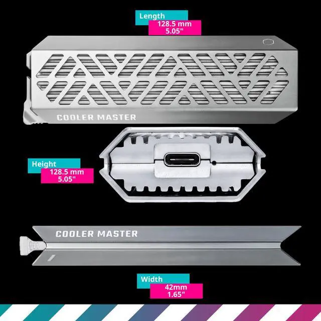 Alt view image 7 of 12 - CoolerMaster Oracle AIR High Speed NVME M.2 SSD Enclosure, Full Toolless, Aluminum, USB 3.2 Gen 2 Type-C, Write|Read Gbp 10,Write| Read MB/s 1054, SSD Size 2280|2260|2242|2240|2230 (SOA010-ME-00)