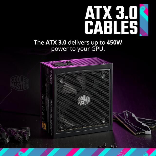 Alt view image 4 of 15 - Cooler Master MWE Gold 750 V3 ATX 3.1 Full Modular PSU, 750W, 80+ Gold Efficiency, 90° 12VHPWR|450W PCIe 5.1, Japanese Capacitors, Zero-RPM Mode, Hexagonal Fan Cover, 10-Year