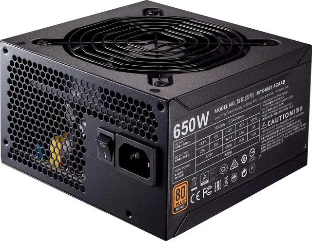 Alt view image 2 of 7 - Cooler Master MWE Bronze V2 650 W 80+ Bronze Certified ATX Power Supply, 5 Year Warranty