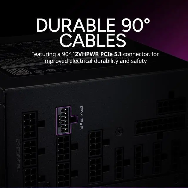 Alt view image 10 of 16 - Cooler Master V Platinum 1100 V2 ATX 3.1  Full Modular PSU, 1100W 80+ Platinum, 90° 12VHPWR|600W PCIe 5.1, Purple Anodic-Coated Heat Sink, Mobius Fan, GPU Support RTX 5090| RX 9070 XT, 12 Year