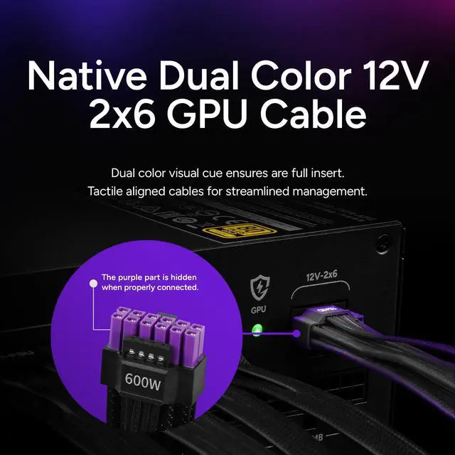 Alt view image 6 of 14 - Cooler Master MWE V4 850W Power Supply, GPU Shield™ Intelligent Management, Native dual color 12V-2x6 GPU Cable, Wave Heatsink Design, Noise Reduction, 80+ Gold, Fully Modular 10 Year Warranty
