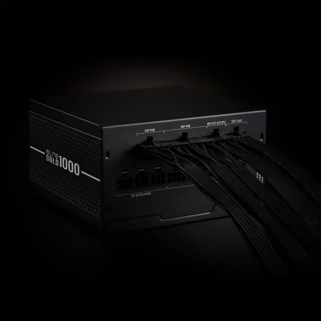 Alt view image 2 of 7 - Cooler Master Elite Gold 1000W Power Supply, PCIe 5.1 Ready Certification Cybenetics Gold & Noise Standard++, 80 PLUS Gold, 1000W, ATX 3.1, 12V-2x6 Cable, Low Noise, Fully Modular