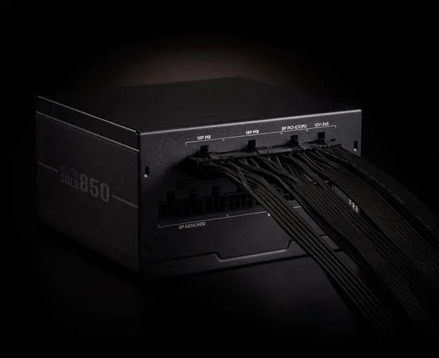 Alt view image 2 of 7 - Cooler Master Elite Gold 850W Power Supply, PCIe 5.1 Ready Certification Cybenetics Gold & Noise Standard++, 80 PLUS Gold, 850W, ATX 3.1, 12V-2x6 Cable, Low Noise, Fully Modular