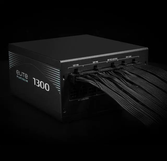 Alt view image 2 of 7 - Cooler Master Elite Platinum 1300W Power Supply, PCIe 5.1 Ready 80 PLUS Platinum, 1300W, Gaming PCs & AI Workstation PCs, ATX 3.1, Native 12V-2x6 Cable, Low Noise. Fully Modular