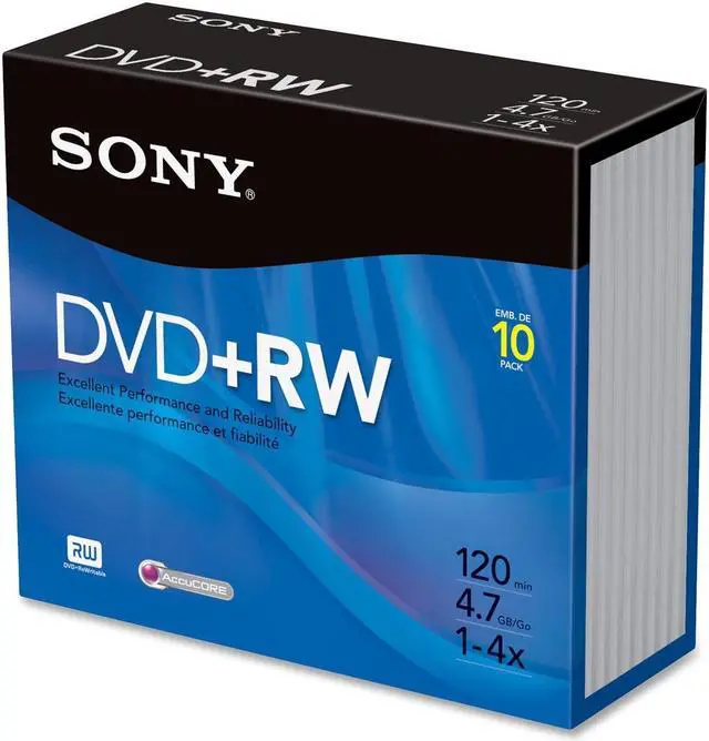 Main image of SONY 4.7GB 4X DVD+RW 10 Packs Jewel Case Disc Model 10DPW47R2