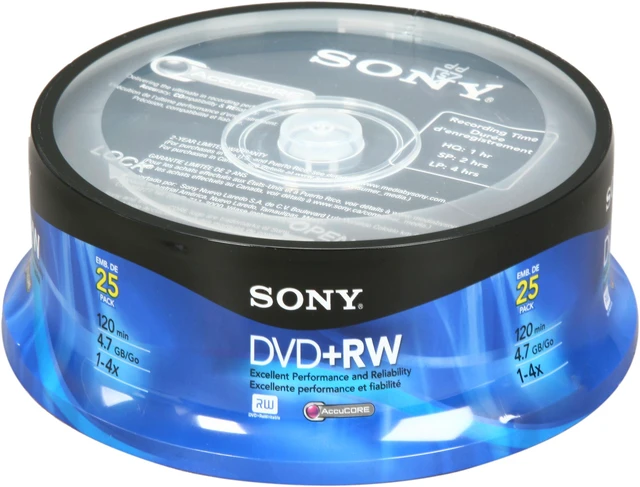 Main image of SONY 4.7GB 4X DVD+RW 25 Packs Spindle Media Model 25DPW47RS2