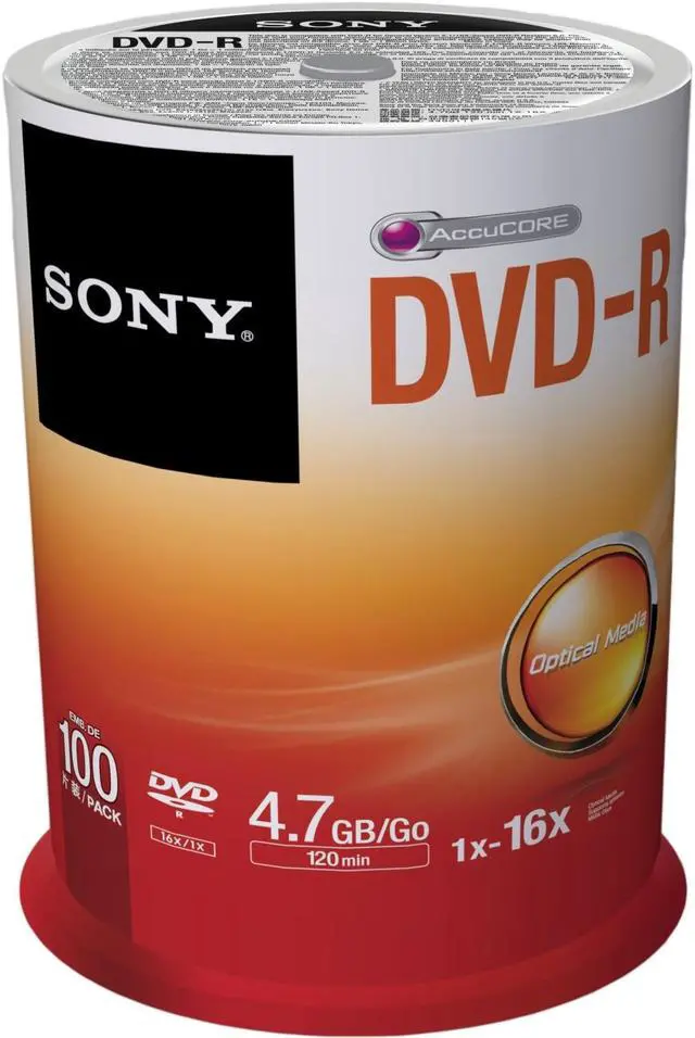 Main image of SONY 4.7GB 16X DVD-R 100 Packs Spindle Discs Model 100DMR47SP