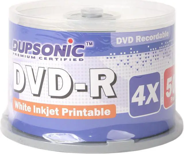 Main image of DUPSONIC 4.7GB 4X DVD-R Printable 50 Packs Spindle Disc Model DVD-R/4X/WP03