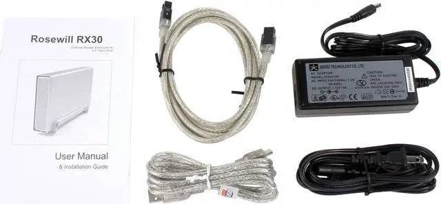 Alt view image 3 of 4 - ROSEWILL RX30-U2FAB Aluminum 3.5" USB+IEEE1394 Firewire800 External Enclosure