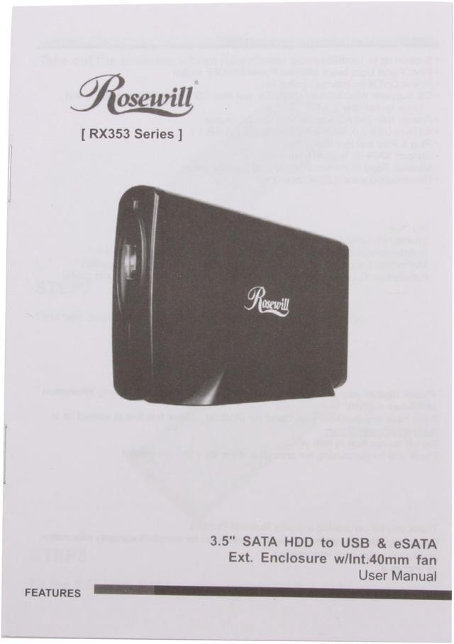 Alt view image 8 of 9 - Rosewill RX353-S BLK (Black) 3.5" SATA to USB & eSATA Ext. Enclosure w/Int.40mm fan