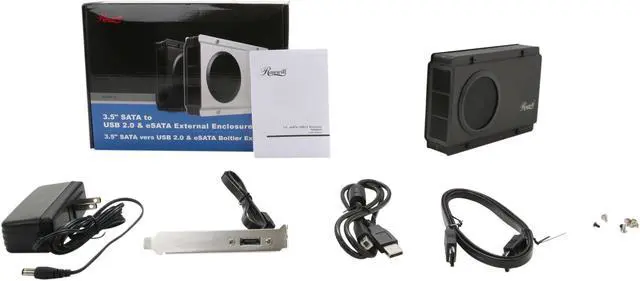 Alt view image 5 of 5 - Rosewill RX-358 V2 BLK - Black, 3.5" SATA to USB & eSATA External Enclosure with Internal 80 mm Fan