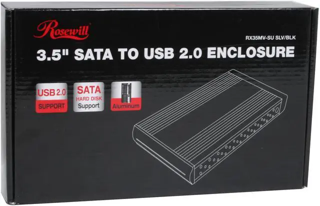 Alt view image 4 of 4 - Rosewill RX35MV-SU SLV 3.5" SATA to USB 2.0 External Enclosure (Silver Aluminum)