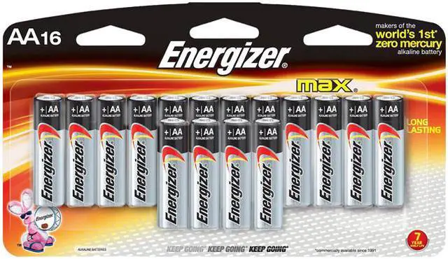 Main image of ENERGIZER Max 1.5V AA Alkaline Battery, 16-pack