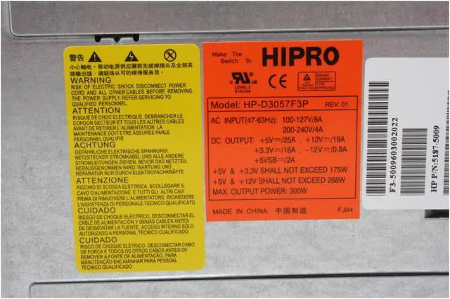 Alt view image 3 of 6 - HIPRO HP-D3057F3P 300 W ATX12V Active PFC Power Supply - OEM