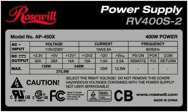 Alt view image 7 of 11 - Rosewill RV400S-2 400 W ATX12V Ver.2.01 Power Supply
