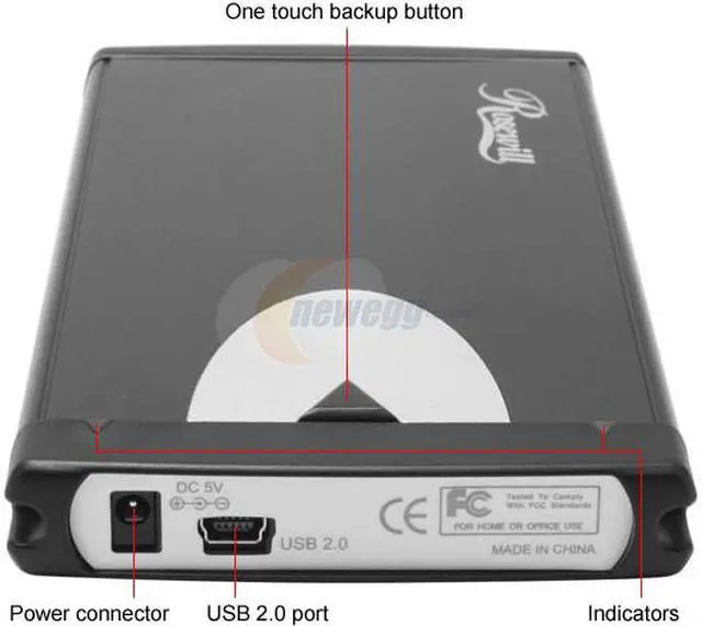 Alt view image 2 of 4 - Rosewill RX250-U Aluminum 2.5" IDE USB 2.0 External Enclosure with One Touch Backup function