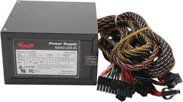 Alt view image 8 of 9 - Rosewill RD600-2DB-SL BK 600W ATX Form Factor 12V V2.2 / SSI standard EPS 12V SLI Ready  Active PFC Active PFC Power Supply - SLI Ready