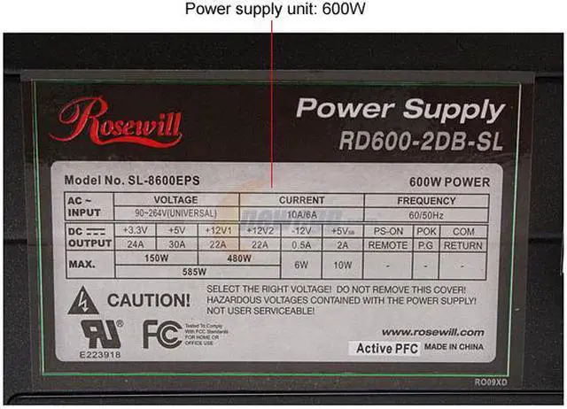 Alt view image 3 of 9 - Rosewill RD600-2DB-SL BK 600W ATX Form Factor 12V V2.2 / SSI standard EPS 12V SLI Ready  Active PFC Active PFC Power Supply - SLI Ready