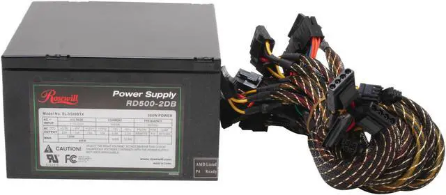 Alt view image 4 of 8 - Rosewill Stallion Series 500W ATX12V Gaming Power Supply - RD500-2DB