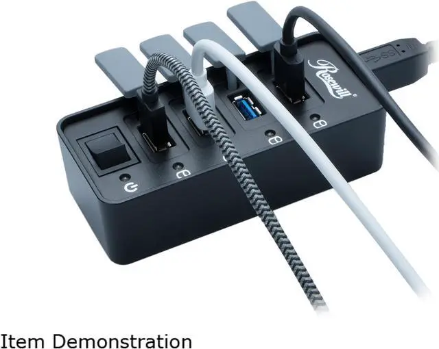 Alt view image 5 of 8 - Rosewill 4-Port USB 3.0 Hub with Anti-Dust Rubber Caps and LED indicator on each Port, 480Mbps Data Transfer Speed for Windows & macOS - RHB-210