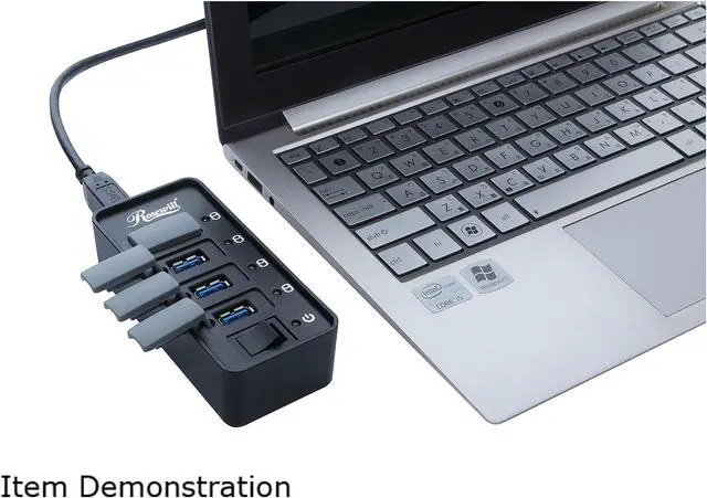 Alt view image 7 of 8 - Rosewill 4-Port USB 3.0 Hub with Anti-Dust Rubber Caps and LED indicator on each Port, 480Mbps Data Transfer Speed for Windows & macOS - RHB-210